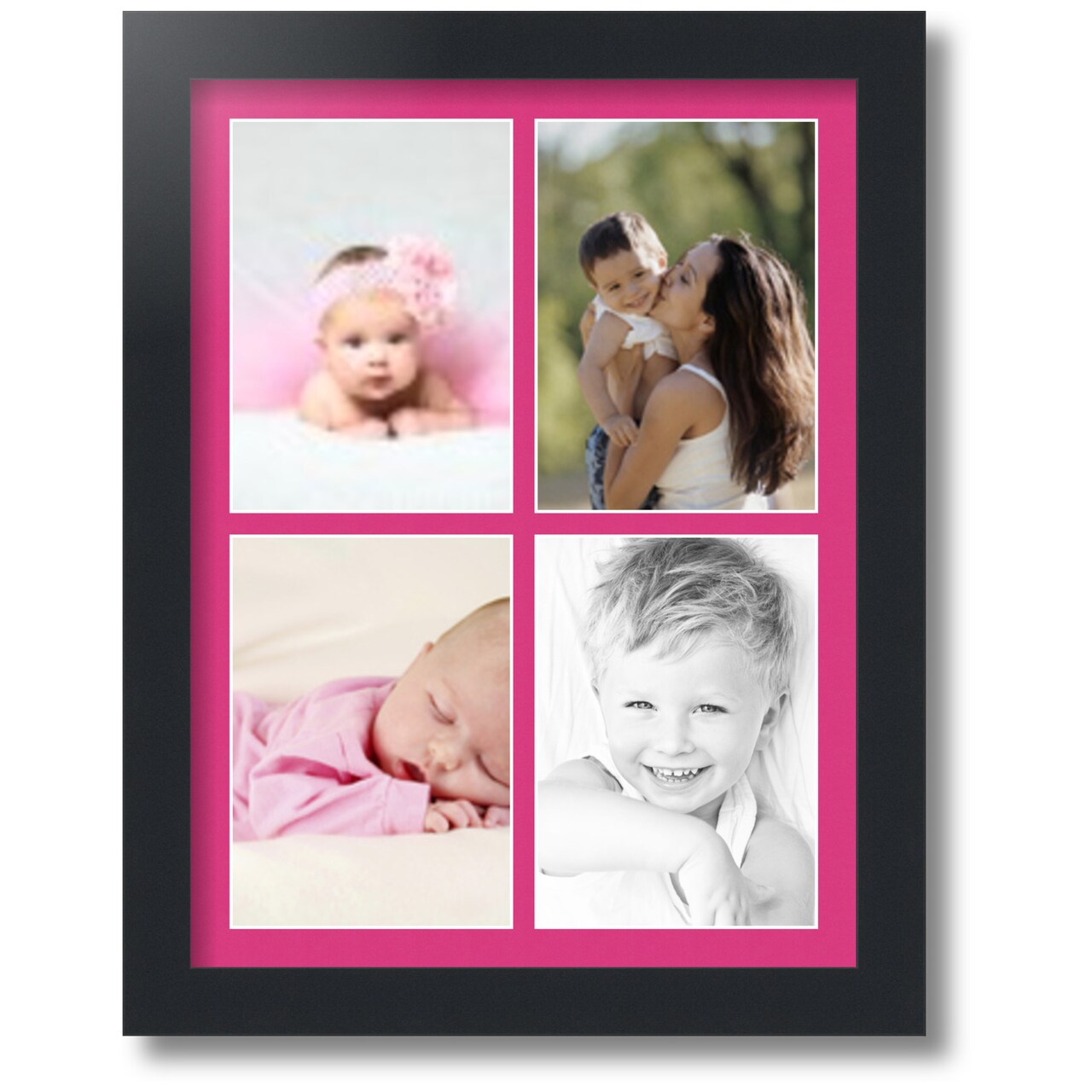 ArtToFrames Collage Photo Picture Frame with 4 - 5x7 inch Openings, Framed in Black with Over 62 Mat Color Options and Regular Glass (CSM-3926-2153)